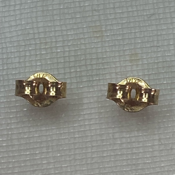 14K YELLOW GOLD etched dome studs dormelonas REAL GOLD - Picture 9 of 11